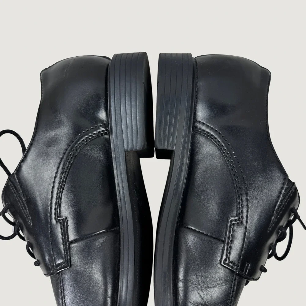 Kenneth Cole Dress Shoes Dice Lace Up B Mens 10.5 Black Leather Apron Toe Oxford